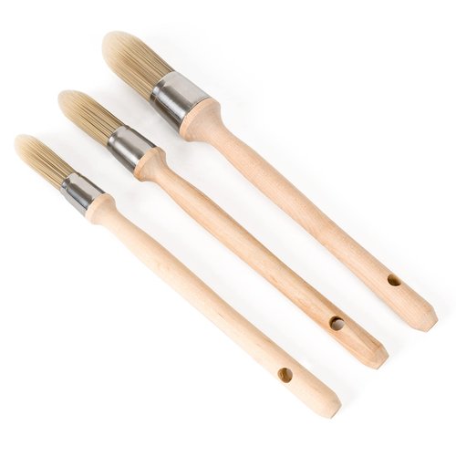 Trim Painting Tool, 3 Packs with 0.6Inch, 0.75Inch, 1Inch Small Paint Brushes for Walls, Touch Up, Edge Painting Tool, Round Paint Brush for House Wall Edges, Trim Paint Brushes