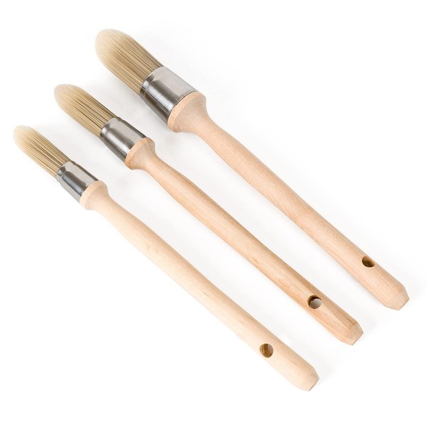 Trim Painting Tool, 3 Packs with 0.6Inch, 0.75Inch, 1Inch Small Paint Brushes for Walls, Touch Up, Edge Painting Tool, Round Paint Brush for House Wall Edges, Trim Paint Brushes