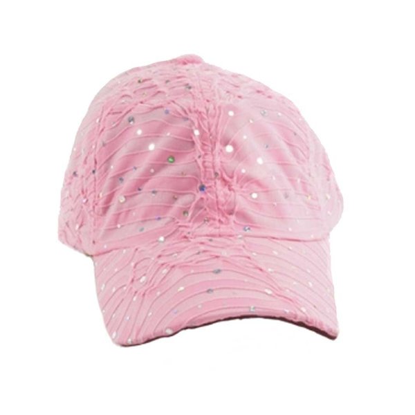 Glitter Sequin Sparkle Bling Game Baseball Cap Hat Sun Visor (Light Pink)