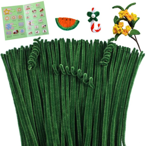 Giwrmu 100 Pieces Pipe Cleaners Chenille Stem, Army Green Pipe Cleaners Craft, Fuzzy Sticks Craft Supplies, Colored Pipe Cleaner for Creative Handmade DIY Art Craft Project