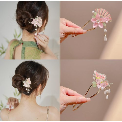 Metal Flower Hair Stick,2 PCS Floral Hairpin Hair Chopsticks Hair Clip Chignon Pin Hair Decor Hair Accessories for Women Girls 036#01