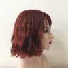nevermindyrhead Short Wavy Bob Wig with Fringe Bangs,Short Ginger Red Wigs for Women,Heat Resistant Wigs for Daily,Party