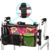 Walker Bag - Water Resistant Pouch Basket with 6 Pockets for Rollator and Folding Walker, Wheelchairs,Bariatric Walkers (Flower)