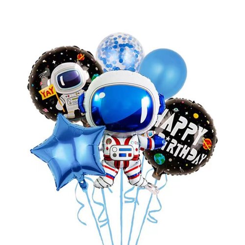 SUBOOCA 4th Birthday Party Sign, Outer Space Themed Party Balloons, Astronaut Spaceman Helium Foil Balloons For Baby Boys Girls 4th Birthday Party, Fourth Birthday Party Decorations