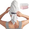MABAO 2 Pack Microfiber Hair Towel Wrap for Women, Quick Dry Hair Turban Towel with Elastic Band, Microfiber Plopping Towel for Curly Hair, Long & Thick Hair 26.3" X 40"(Pink, White)
