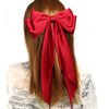 Women Big Bow Barrettes Girl's Satin Hairclips Long Ribbon Hair Pins Accessories For Party (Burgundy)