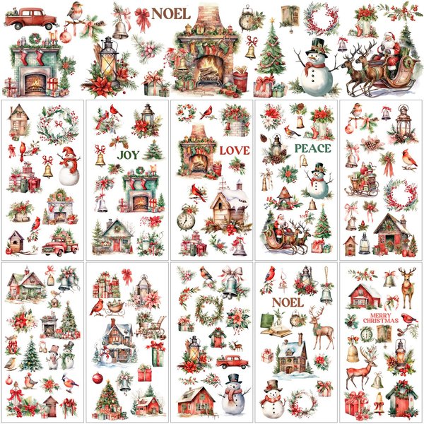 Lincia 10 Sheets Rub on Transfers for Crafts and Furniture Cross Spring Easter Flower Rub on Transfer Stickers Rub on Decals for Wood DIY Home Decor,5.91 x 11.81 Inch(Cute Holiday)