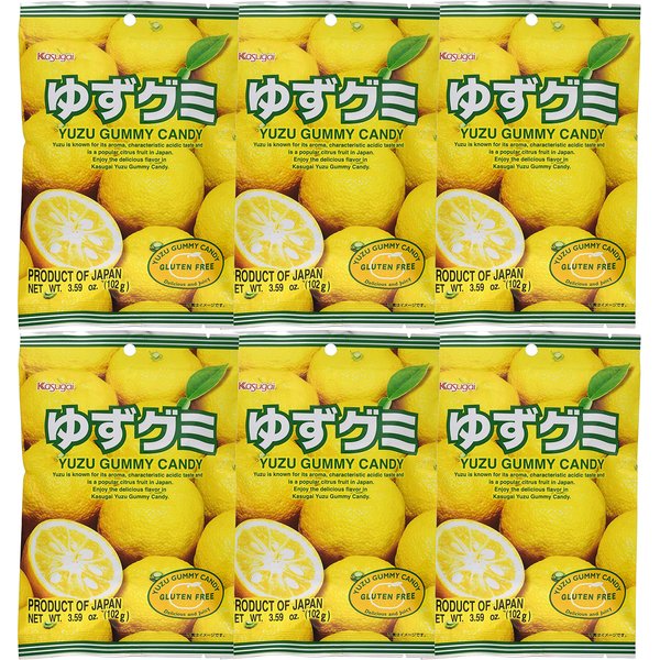 Kasugai Yuzu Gummy Candy 3.59oz (6 Pack)