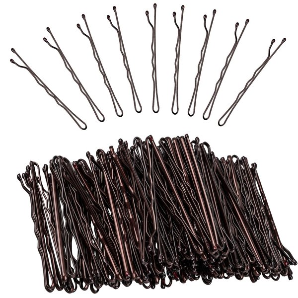 FVOLREM Bobby Pins Brown Hair, 260 Pcs 2.2 Inches Small Hair Pins for Girls and Women, Non Slip Bulk Hair Pins for Thick Hair, for All Hair