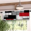 MCALK Red Blackout Kitchen Curtains Tiers and Valances Set 3 Piece for Windows Grey and Black Kitchen Window Curtains Set,White Modern Abstract Art Valances for Living Room(36" Tiers Set)