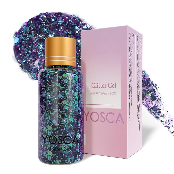 Body Glitter Gel,30ML Holographic Face Adhesive Mermaid Sequins Body Chunky Glitter Powder Liquid Lotion for Women Hair,Festival Carnival Makeup,Girls Stage,Rave Accessories - Metal Violet