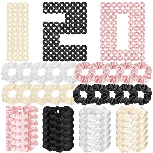 Yuxung 120 Pieces Silk Hair Scrunchies Bulk 3.94 Inches Stylish Satin Scrunchies Cute Satin Hair Tie Elastic Soft Ponytail Holder for Styling Women Hair Accessories Girls, 4 Colors