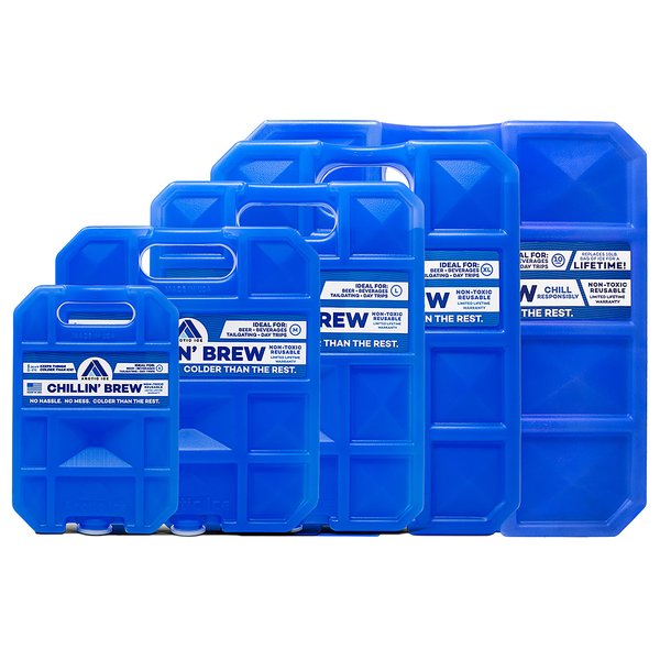 Arctic Ice Chillin' Brew Series, Long Lasting Reusable Ice Pack, Medium, 1.5 lbs, Blue.