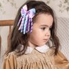 SUPCLIPS 3 Inch Hair Bow Clips Purple Curly Grosgrain Ribbon Hair Clips Handmade Kids Girls Cheer Hair Accessories for School Prom Party