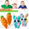 4PCS Easter Pop Stress Balls Fidget Toys, 3D Bunny + Carrot Push Bubble Sensory Balls Fidget Toy, Soft Silicone Squeeze Toys for Kids Adults Stress Relief Party Favors