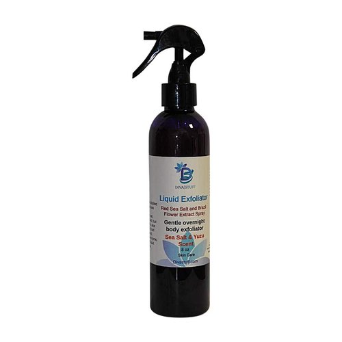 Red Sea Salt and Brazil Flower Extract Liquid Exfoliator For The Body, Gentle Overnight Action, 8oz By Diva Stuff