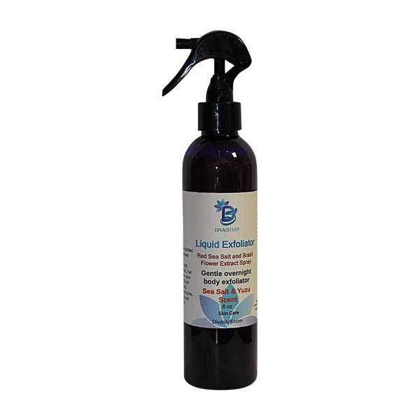 Red Sea Salt and Brazil Flower Extract Liquid Exfoliator For The Body, Gentle Overnight Action, 8oz By Diva Stuff