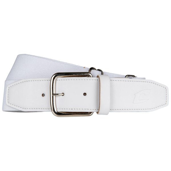 CHAMPRO Baseball Belt with Leather Tab, White, Adult
