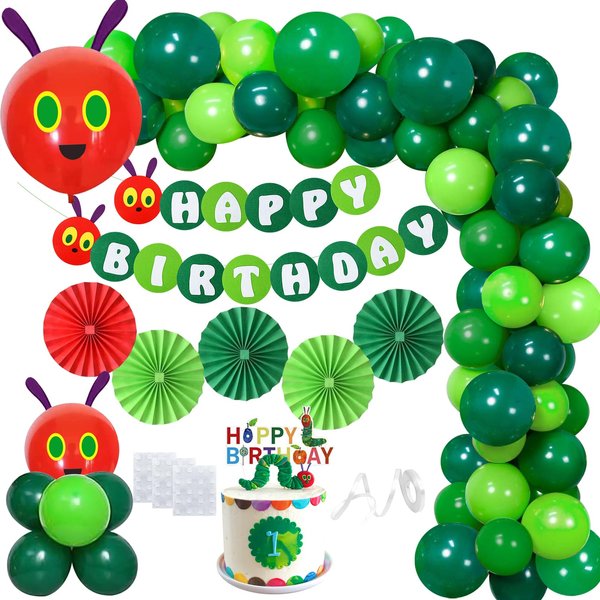 JORAKI Green Hungry Caterpillar Balloon Arch Kit 46Pcs Latex Happy Birthday Decorations Balloon Garland Kit for Birthday Baby Shower Caterpillar Themed Party Decorations
