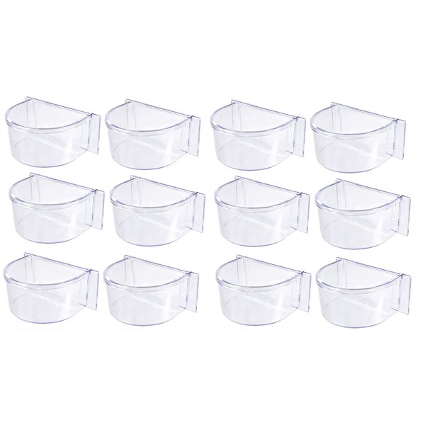 Lot of 12 Bird Cage Clear Plastic Seed Water Feeder Cups