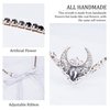 MOSTORY Handmade Silver Crystal Headpiece V-shape Fairy Crown Headband Elven Princess Tiara Black Gem Circlet for Wedding Bridal Maternity Shoot Ren Fair Fae Ball Cosplay Costume Accessory