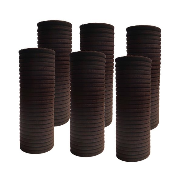 Pagabach 50 PCS Hairbands Hair Bands for Thick Hair Seamless Cotton Simply Ponytail Holder Hair Accessories Dark Brown