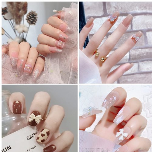 SUKPSY 100 Pcs Mixed Style 3D Nail Art Decorations Cute Bows Aurora Glitter Nail Rhinestone Resin Nail Charms for DIY Nail Art Design Accessories