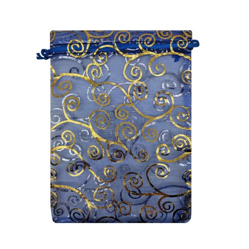 Ankirol Sheer Organza Favor Bags 6x8'' For Wedding Baby Shower 100pcs Gift Bags Samples Display Drawstring Pouches (blue swirl)