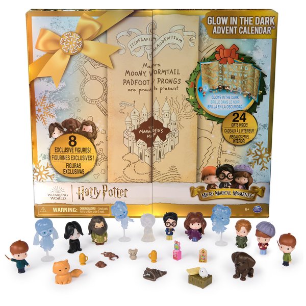 Wizarding World Harry Potter, Micro Magical Moments Glow in The Dark Advent Calendar 2024, 24 Surprise Toys, Christmas Countdown Calendar for Ages 6+