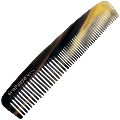 Altesse 11304 Horn Comb Wide Tooth Comb and Fine Tooth Comb with Smooth Rounded Teeth for Thick or Thin Hair Antistatic Dresser Comb Hair Comb for Men and Bone Comb for Women (6.3") Handmade in France
