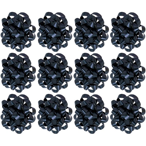 The Gift Wrap Company Decorative Confetti Gift Bows, Medium, Black, pack of 12