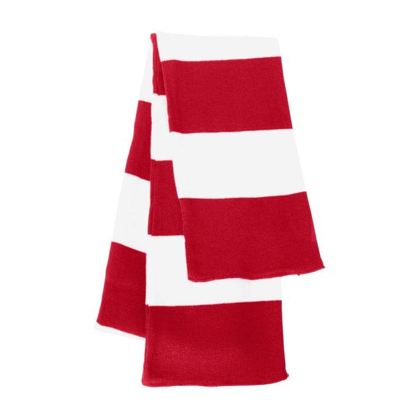 Sportsman Rugby-Striped Knit Scarf One Size Red/White