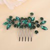 Teyglen Rhinestone Bride Wedding Hair Comb Green Crystal Bridal Hair Side Comb Hair Accessories Headpiece Wedding Hair Piece for Women (Peacock green)