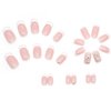 Foccna French Tip Press on Nails Medium, White Fake Nails Square Acrylic False Pink Nails,Artificial Rhinestone Nails for Women and Girls 24 pcs