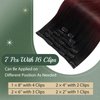 Ugeat Balayage Clip in Hair Extensions Black to Wine Red Hair Extensions Clip ins Real Human Hair Ombre Black to Burgundy Clip in Human Hair Extensions Full Head 16 Inch 7pcs 120g(105g Hair+15g Clips)