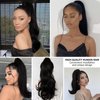 Caliee 1B Natural Black Ponytail Extension Clip in Virgin Straight Ponytail Human Hair 100% Remy Hair Extensions Real Ponytail Hair Piece 22 Inch Long 90G