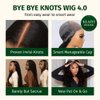 KLAIYI Kinky Edge Yaki Straight Bye Bye Knots Glueless Wig 7x5 Pre Cut Lace Front Wigs Human Hair Pre Bleached Pre Plucked Easy to Wear and Go Wig 30S Ready to Go Kinky Wig with Curly Baby Hair 16Inch