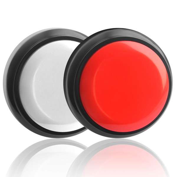 Recordable Button, Sound Button Record Talking Button Answer Buzzers Funny Buttons Record Your Own Words with 30s Voice Recording Time Pack of 2 - White and Black (Battery Included)