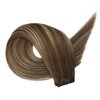 Full Shine Brown Ombre Hair Extensions Weft Hand Tied Hair Extensions Real Human Hair Genius Weft Hair Extensions Color Medium Brown To Honey Blonde Highlight Medium Brown Human Hair Weft 50G 18 Inch