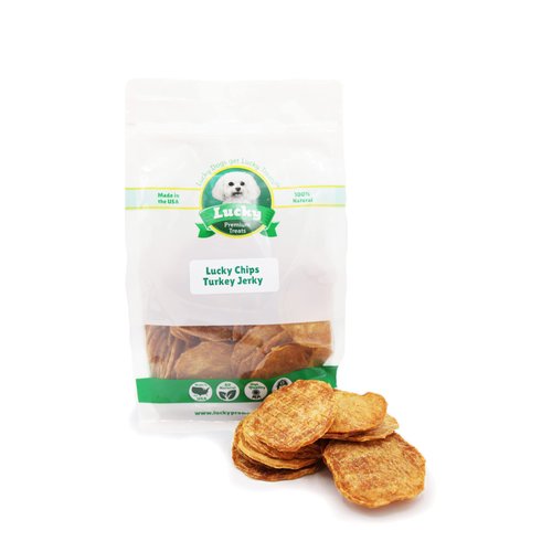 Lucky Premium Treats Turkey Chips for Dogs, Natural and Healthy Dog Treats, Crispy Jerky, Nibbles and Snacks, Dog Chips for Small, Medium & Large Dogs, 12 oz Pack