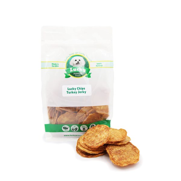 Lucky Premium Treats Turkey Chips for Dogs, Natural and Healthy Dog Treats, Crispy Jerky, Nibbles and Snacks, Dog Chips for Small, Medium & Large Dogs, 12 oz Pack