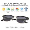 VITENZI Bifocal Sunglasses for Men and Women Semi Rimless Browline Reading Readers - Tivoli in Matte Black 1.50