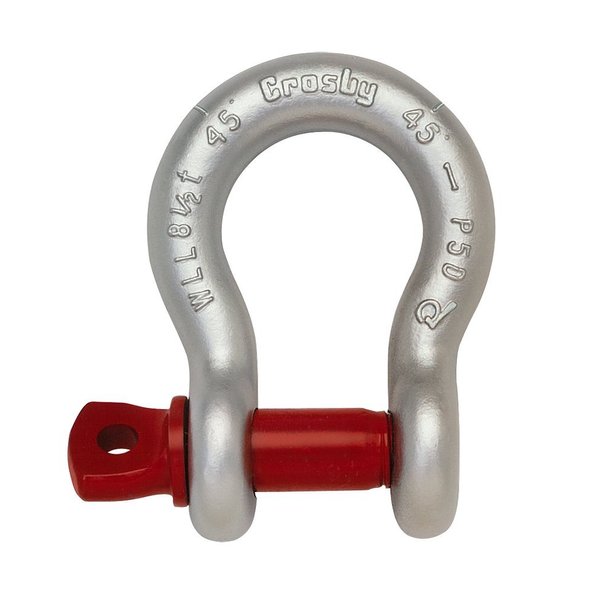 Crosby 1018455 Carbon Steel G-209 Screw Pin Anchor Shackle, Galvanized, 2 Ton Working Load Limit, 1/2" Size