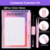 outopen White Lashes Extension Kit, Natural White False Eyelash Clusters With Tweezer And Glue, 8-16mm C Curl Wispy Lashes Extensions DIY Individual White Cluster Eyelash (B-White)