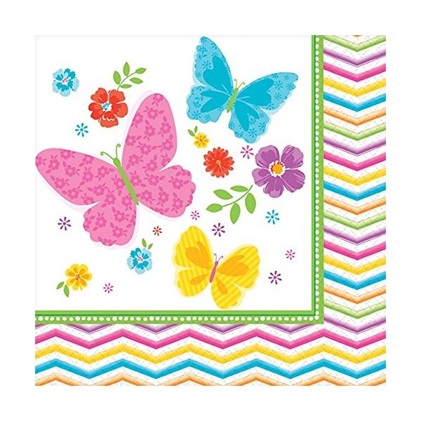 Celebrate Spring Beverage Napkins Party Tableware (36 Pieces), Multi Color, 5" x 5".