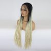 BTWTRY Black Ombre Blonde #613 Color Micro Braided Lace Front Wigs with Baby Hair Heat Resistant Fiber Hair for Black Women Synthetic Lace Front Braid Wig Box Braids Wig (24Inch, 1B/#613)