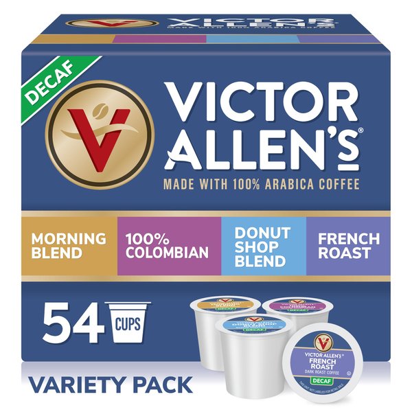 Victor Allen's Coffee Decaf Variety Pack, 54 Count, Single Serve Coffee Pods for Keurig K-Cup Brewers