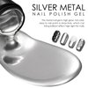 KYDA Silver Chrome Metallic Nail Polish Gel with Brush,Metal Mirror Nails Effect, Reflective Metal Painting Gel, High Glossy Soak off UV/LED DIY Nail Art