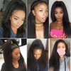 1B Yaki Straight Bundles Human Hair Color 1B Kinky Straight Bundles 8a Grade Double Weft Brazilian Remy Hair Weave Extensions Soft and Silky for Black Women (18 20 22 inch 3 Bundles)