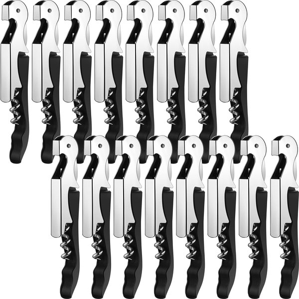 Honoson 16 Pieces Wine Keys Opener Black Travel Corkscrew Wine Opener Waiter Corkscrew Wine Opener Beer Bottle Opener Bartender Key Wine Opener for Home Office Kitchen Restaurant Bar Applications
